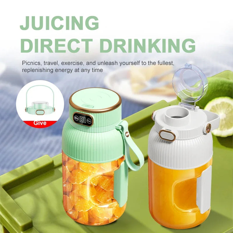 1000Ml Portable Juice Blender, USB Charging Juice Blender, Orange-Lemon Juice Cup, Fruit Smoothie Blender, Kitchen Tools