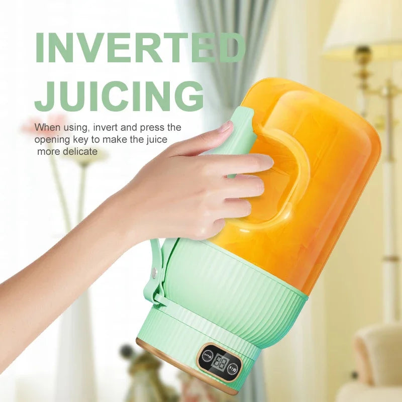 1000Ml Portable Juice Blender, USB Charging Juice Blender, Orange-Lemon Juice Cup, Fruit Smoothie Blender, Kitchen Tools