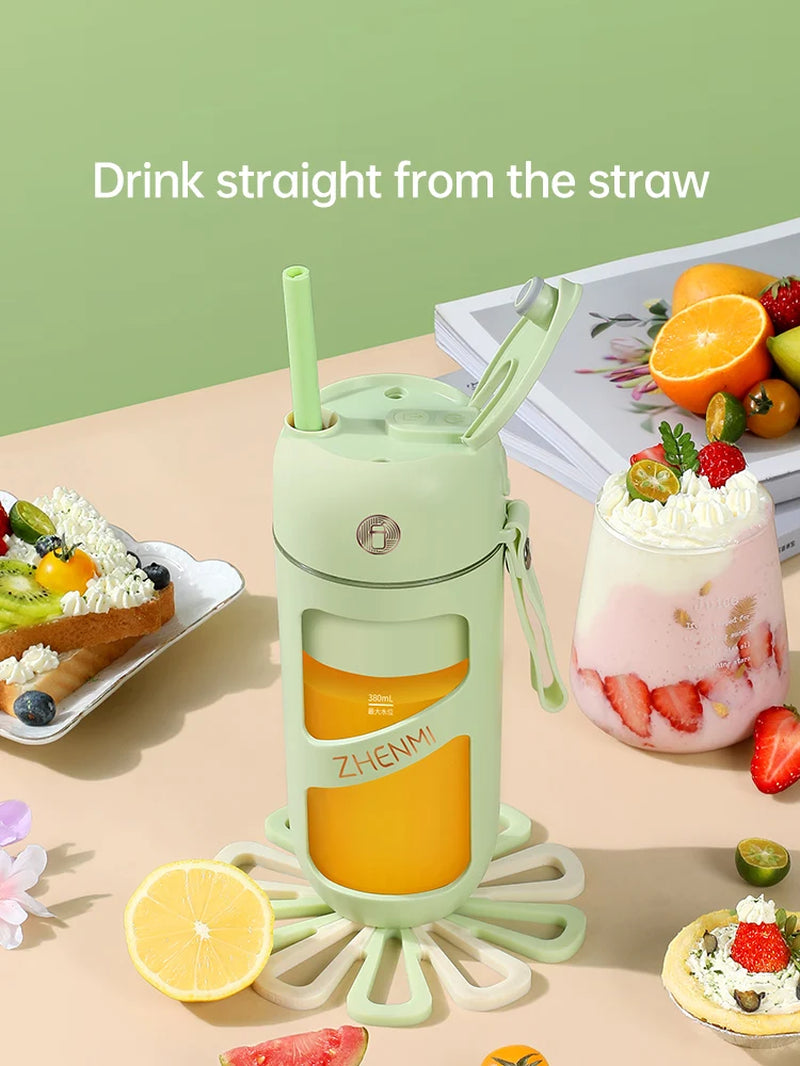 Elevate Your Juicing Experience with the Vacuum Juicer - 12 Stainless Blades and 380ml Portable Cup for Effortless, Straw-Friendly Juicing!
