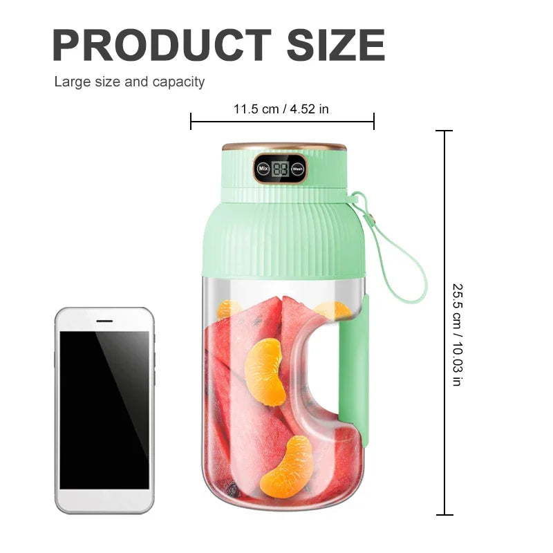 1000Ml Portable Juice Blender, USB Charging Juice Blender, Orange-Lemon Juice Cup, Fruit Smoothie Blender, Kitchen Tools